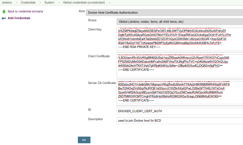 Add Docker Host Certificate Authentication