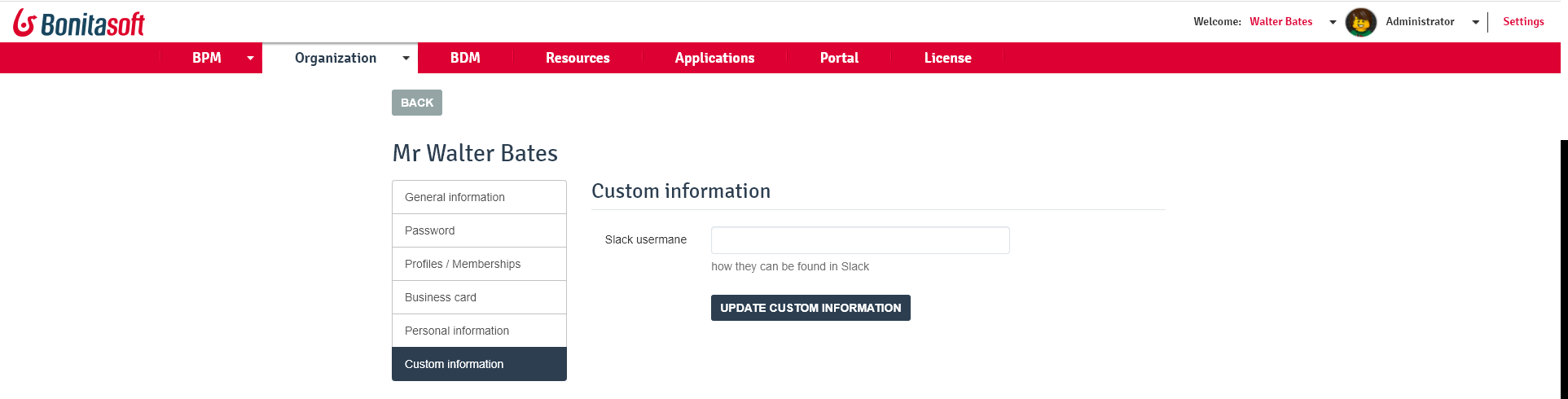 Custom User Information UI