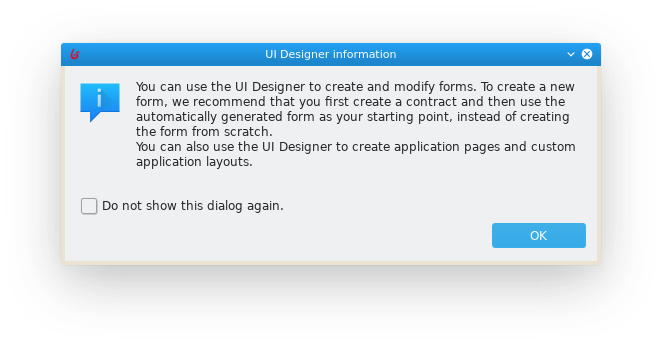 UI Designer first launch pop-up window