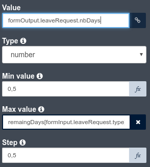 Number of days Input widget - value control