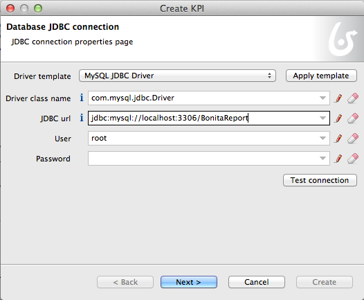 JDBC connection settings