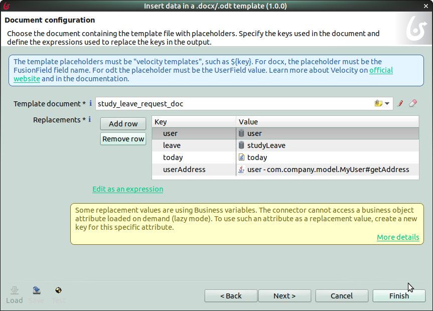 document templating input mappings