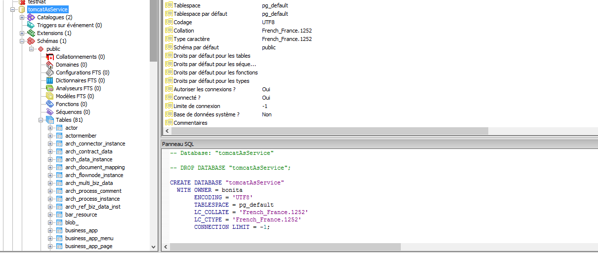 database tables