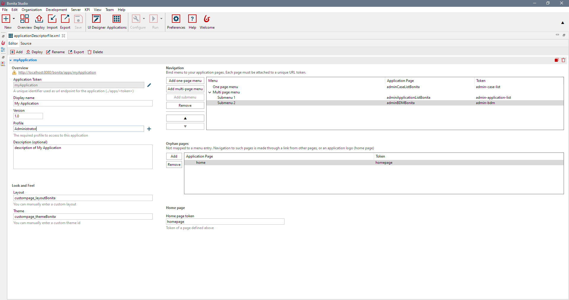 Application Descriptor Editor