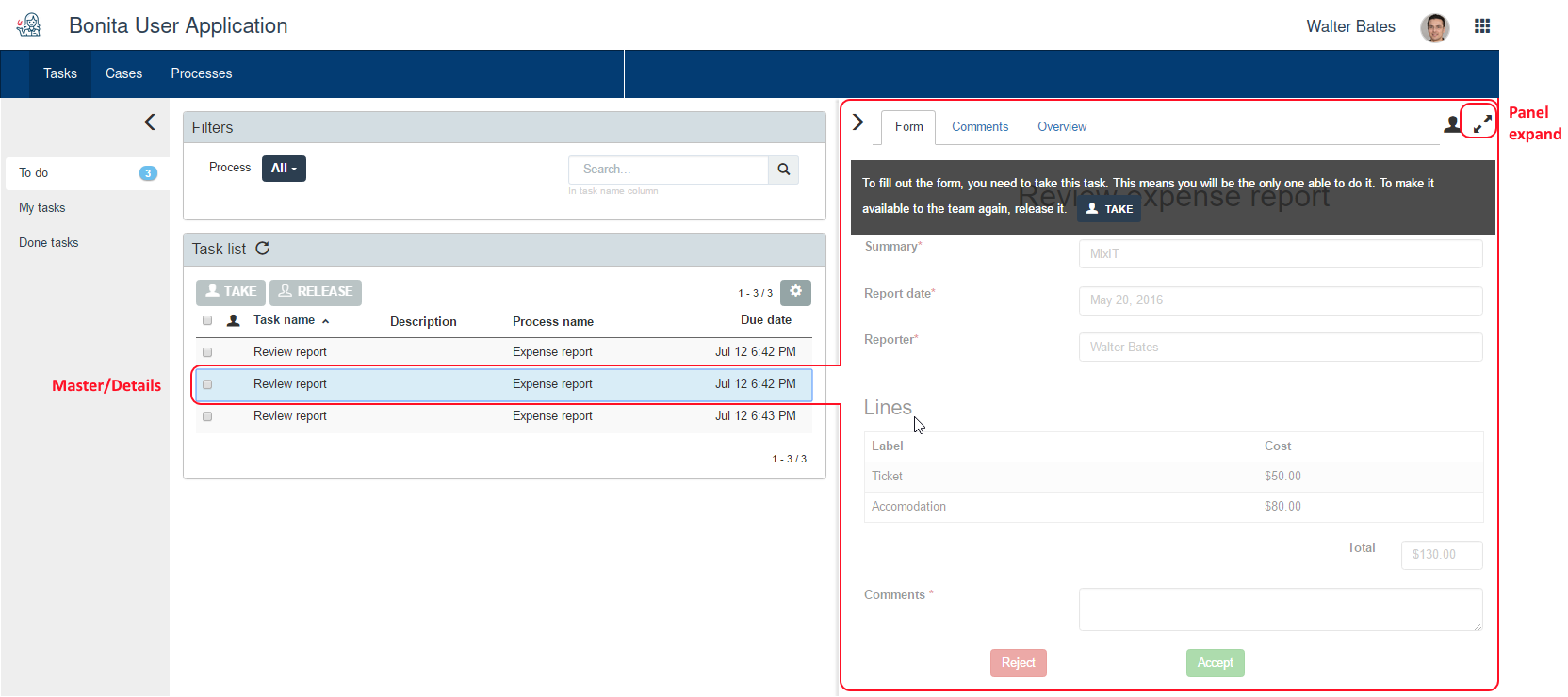 tasklist elements