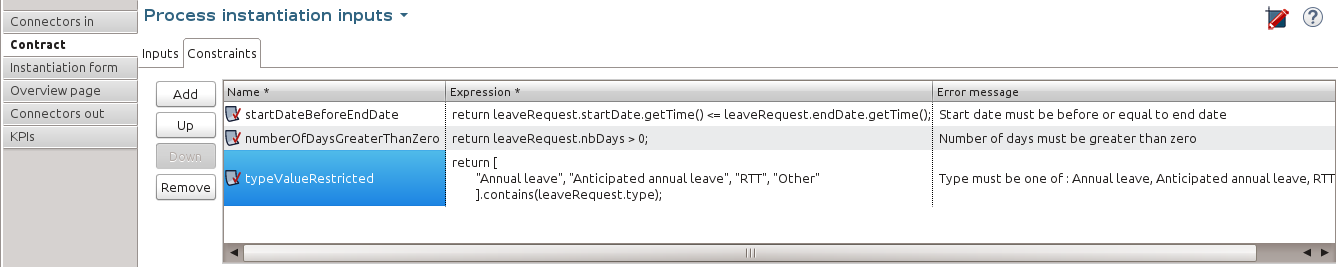 Leave Request - Contract constraints