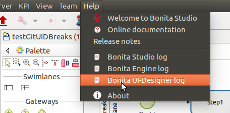 Open UI Designer log from the Studio