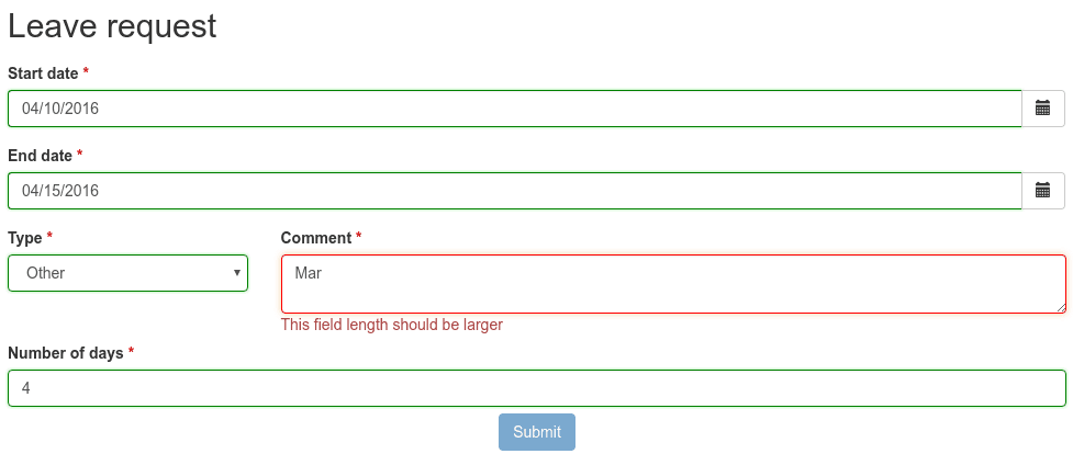 Leave Request preview - Error on comment