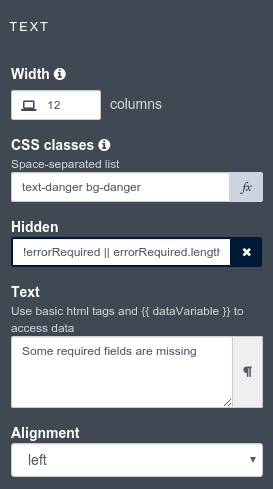 Leave Request - errorPanel - required - properties