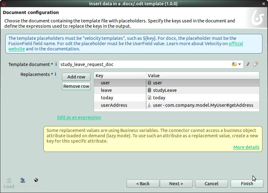 document templating input mappings