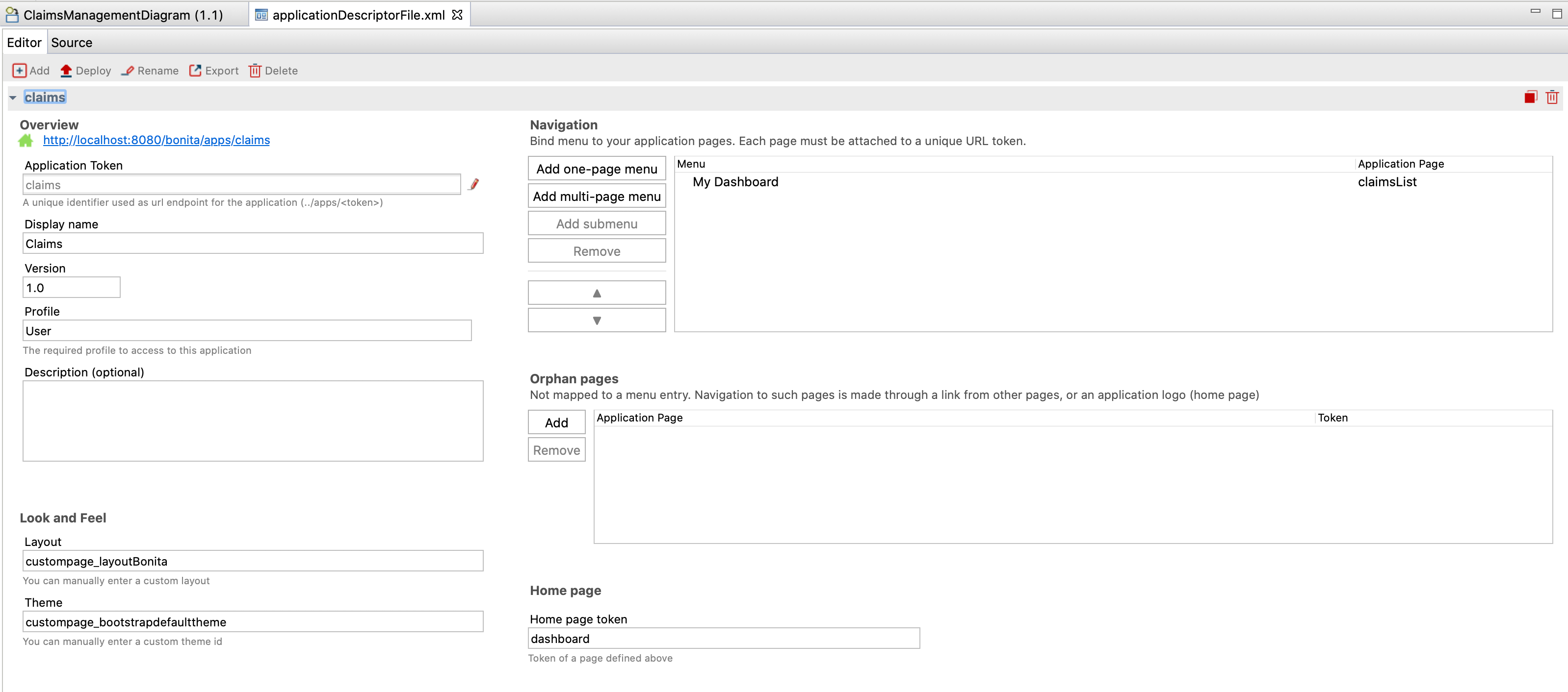 Application Descriptor Editor