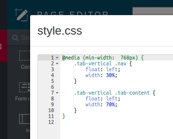 Vertical tabs container css