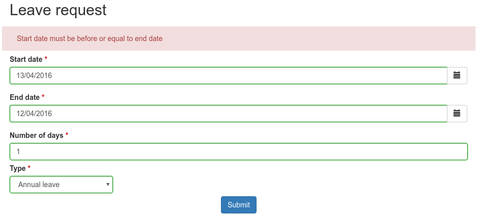 Leave Request - error on instantiate process