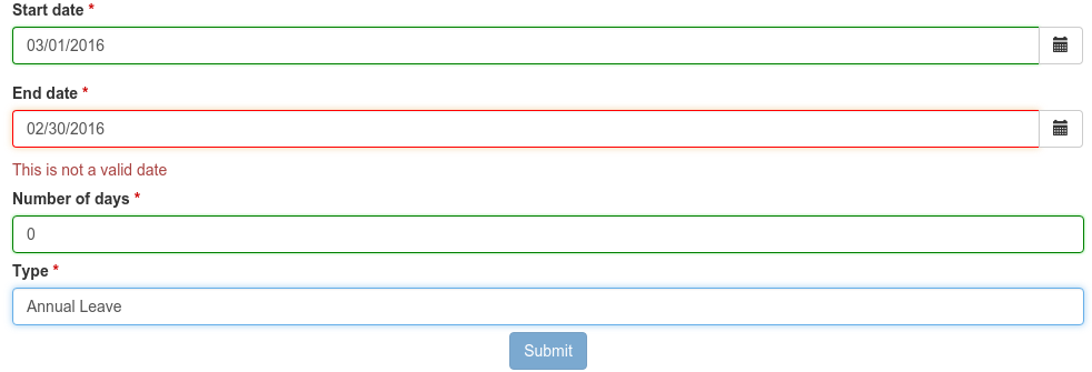 Leave Request - filling form