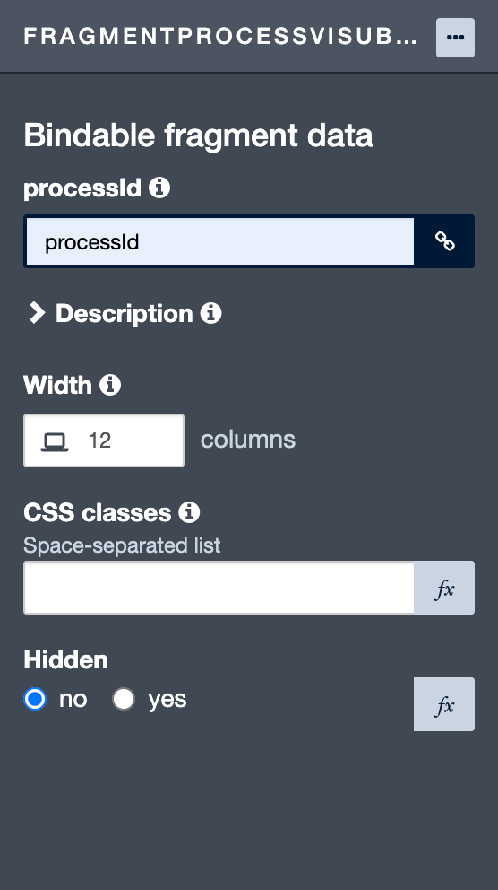 Process visualization page fragment variable