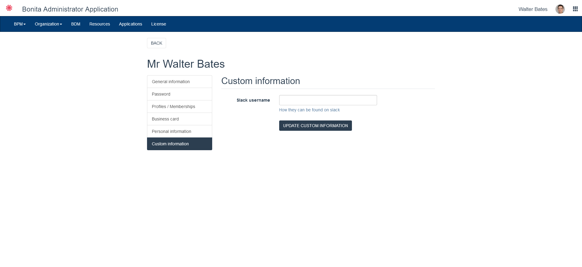 Custom User Information UI