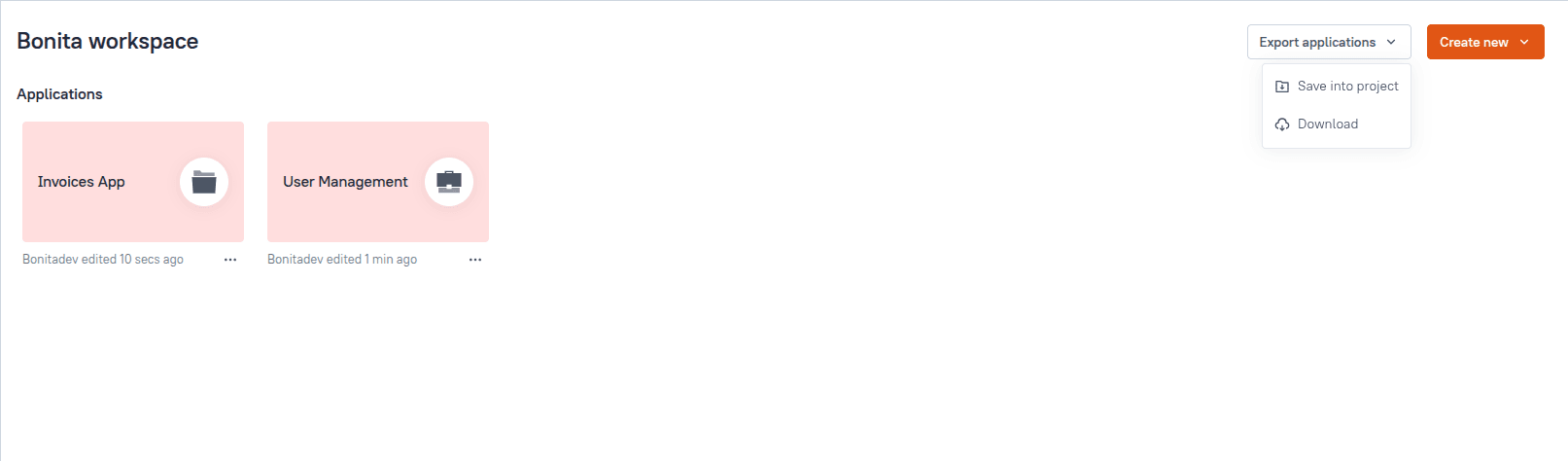 Export all applications